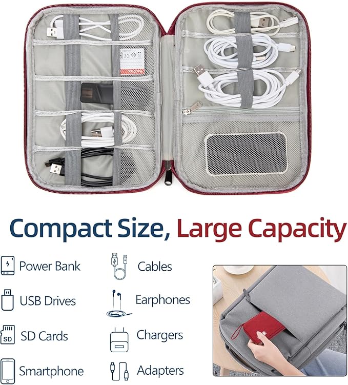 Electronics Organizer Travel Case,Travel Cable Organizer Pouch - Portable Storage Bag for Cord, Charger, Phone, Earphone, Electronic Accessories for Travel & Daily Use