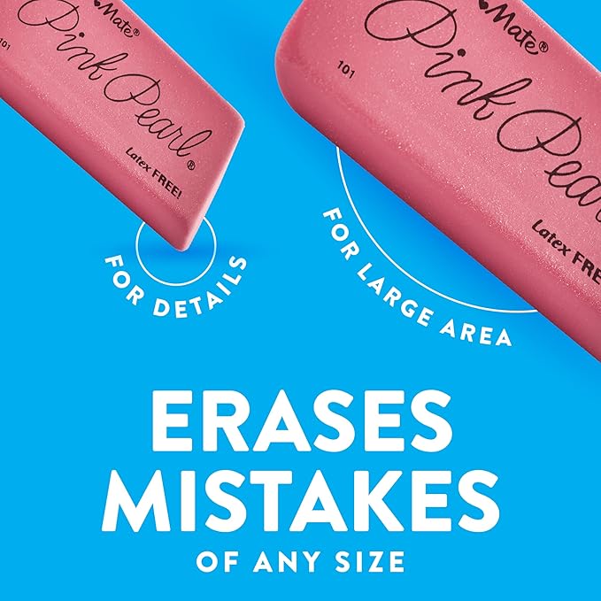 Paper Mate Pink Pearl Erasers, Large, Perfect for Students to Artists, Pack of 36 (432 Count Total)