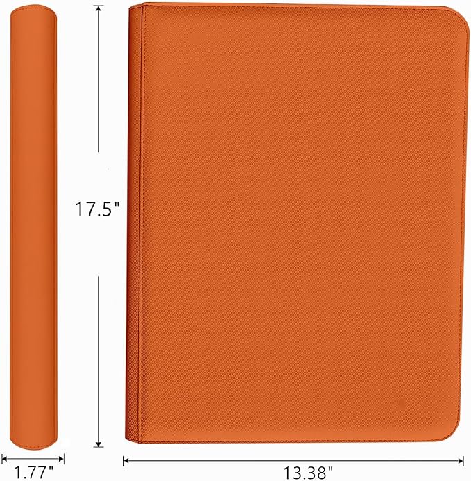 16 Pocket Card Binder, 1000+ Premium Zip Trading Card Binder, Double Sided Pocket Card Binder Album, Ringless Card Folder for MTG, TCG, Sports Card (Orange, 16Pockets)