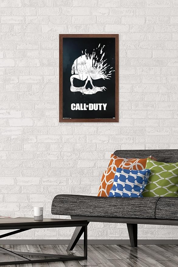 Trends International Call of Duty - Skull Wall Poster, 14.725" x 22.375", Mahogany Framed Version