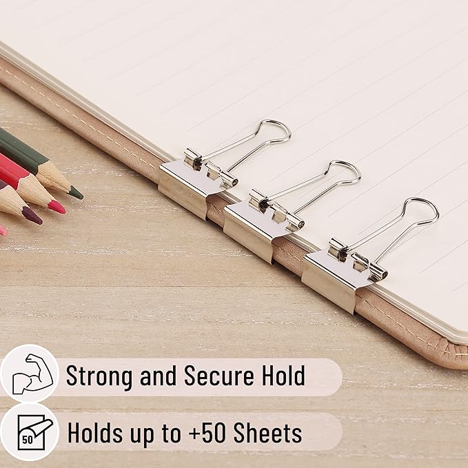 Mr. Pen- Small Binder Clips, 50 pcs, 0.75", Small Size, Silver Metal Binder Paper Clips, Paper Clamps for Office Supplies, Home, School, Business, Document Organizing