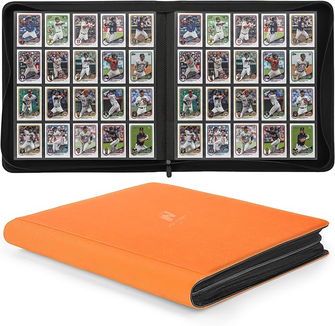 1280+ Cards 20 Pocket Card Binder Collector Card Album Trading Card Binder Ringless Trading Card Album Side Loading Compatible with TCG, Game & Sports Cards (Orange)