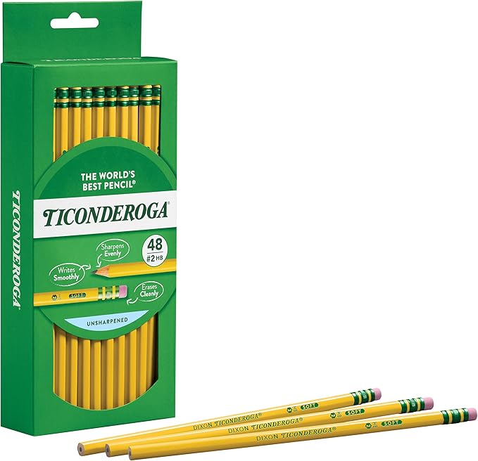 TICONDEROGA Wood-Cased Pencils, Unsharpened, 2 HB Soft, Yellow, 48 Count, 240 Packs, 11520 Total Pencils