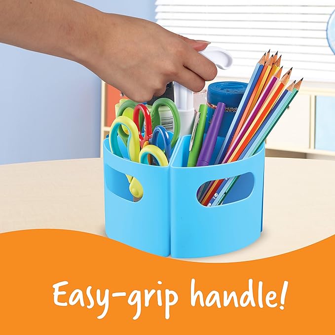 Learning Resources Create-a-Space Storage Mini Center Blue - Desk Organizer for Kids, Homeschool, Caddy, Back to School, Classroom Must Haves