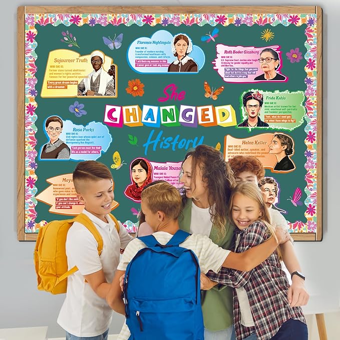 Women in History Bulletin Board Decorations - Aposwow Women’s History Month Classroom Decorations, Inspirational International Women's Day Paper Cutouts Set, School Office Wall Door Decor Supplies