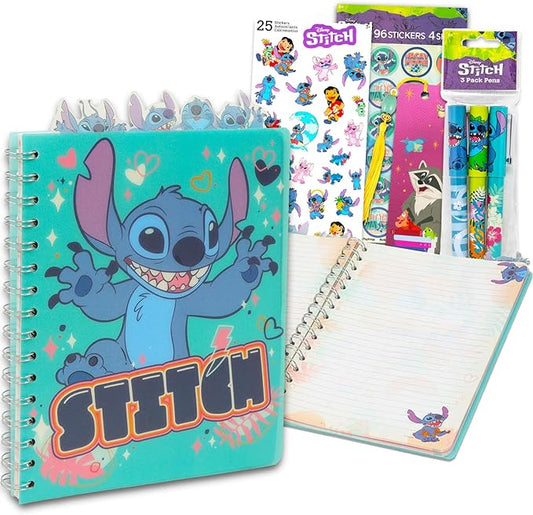 Disney Lilo & Stitch Journal Set - Bundle with Stitch and Angel Spiral Notebook with Divider Tabs Plus Stickers, Pens, More | Stitch Diary Set for Kids