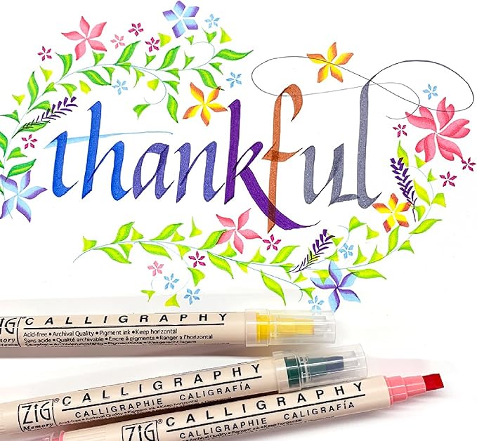 Kuretake Zig Calligraphy Dual Tip Marker Pens 3 colors set, RosePink, 2mm, 5mm, Double Tip, for Art, Sketch, illustration, Calligraphy, Journal, Drawing, Made in Japan