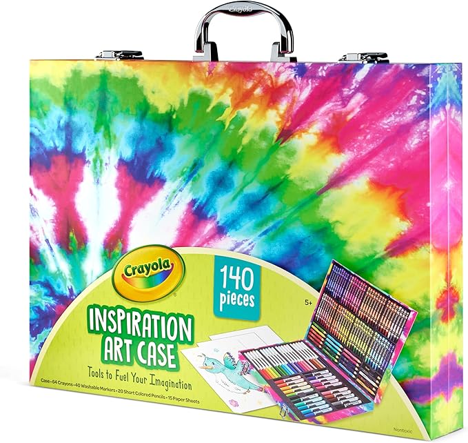 Crayola Inspiration Art Case Coloring Set - Tie-Dye (140ct), Essential Easter Basket Stuffers, Art Supplies Set For Kids, Travel Drawing Kit, Gift for Girls & Boys, Ages 5+ [Amazon Exclusive]