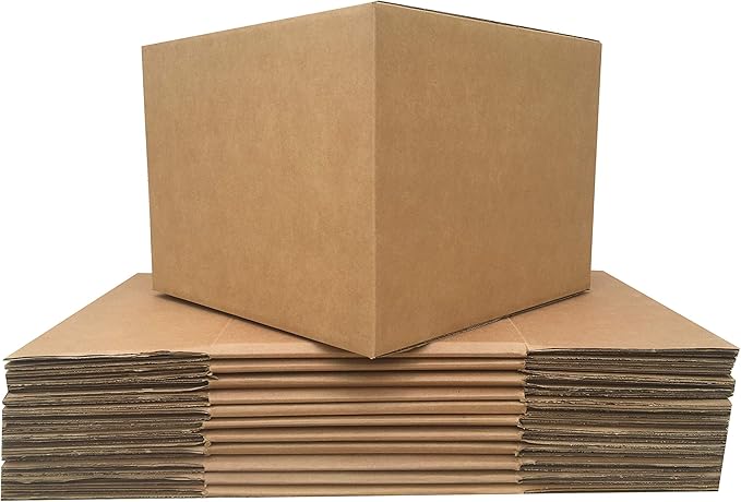 Amazon Basics Cardboard Moving Boxes for Packing and Shipping, Large Size, 20" x 20" x 15", Brown, 12-Pack