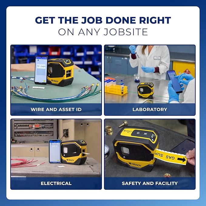 Brady M511 Portable Wireless Industrial Label Printer, Bluetooth Compatible, Comes with a Hard Case, Power Brick, 3 Label Cartridges, Magnet, Utility Hook and Brady Workstation Product/Wire Suite