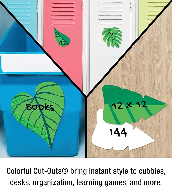 Carson Dellosa One World 36pc Tropical Leaves Bulletin Board Decorations, Tropical Decor for Bulletin Board, Party, Classroom Decor, and Summer Bulletin Board Decorations, Boho Classroom Decor