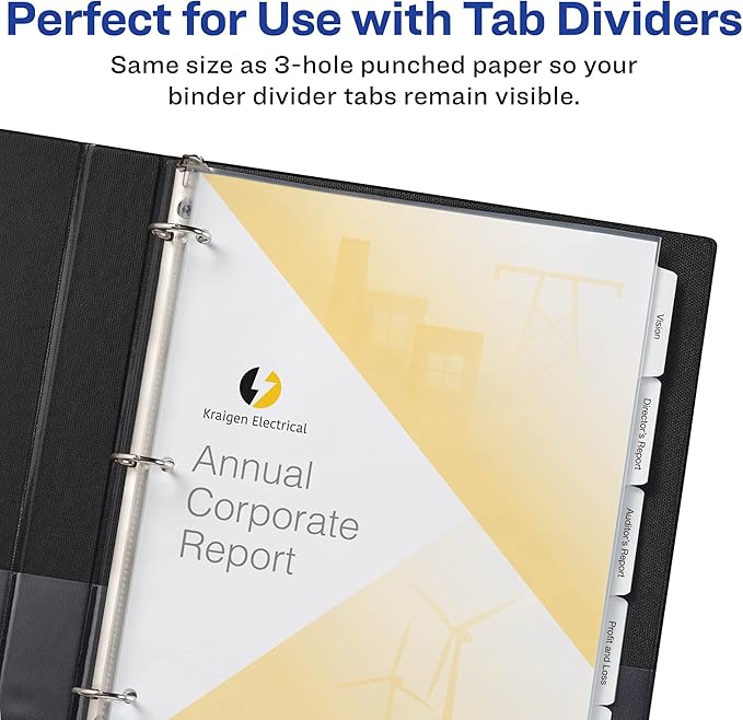 Avery Non-Glare Page-Size Sheet Protectors, Pre-Punched for Use with Tab Dividers, Top Load, 50 Document Protectors (74204)
