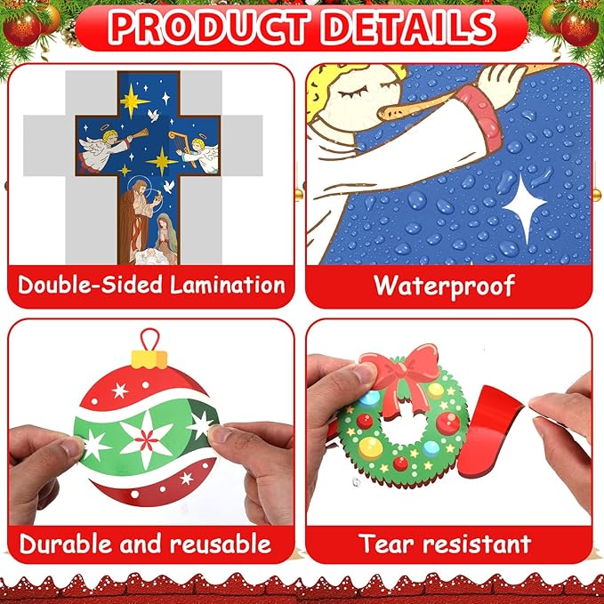 Christian Bulletin Board Decorations Jesus is The Reason for The Season Classroom Cutouts Christmas Nativity Religious Paper Decors for Xmas Holiday Sunday Church Chalkboard Wall Decor Supplies