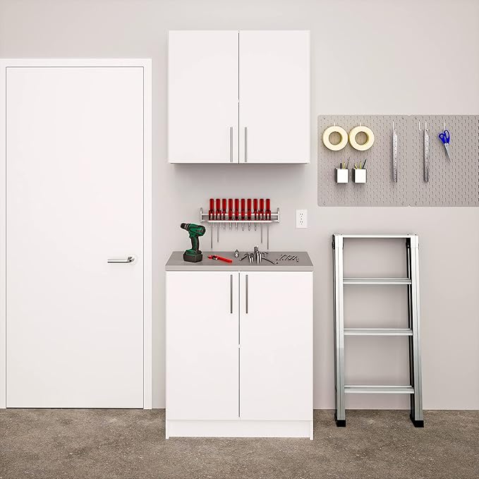 Prepac Elite 32" Storage Cabinet, White Storage Cabinet, Base Cabinet, Bathroom Cabinet with 1 Adjustable Shelf 18" D x 32" W x 36" H, WEB-3216
