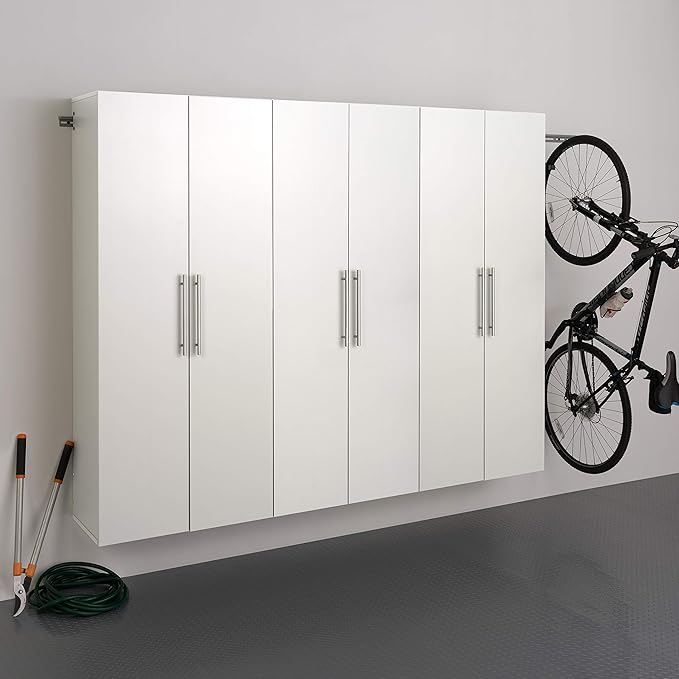 Prepac HangUps 30" Large Garage Cabinet, Bathroom Cabinet Wall Mount, Ideal for Garage, Kitchen and Laundry Organization 30" W x 72" H x 16" D, White