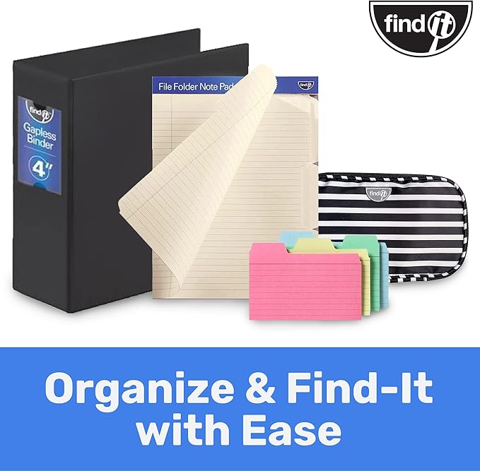 Find It File Folder Notepad - Pack of 72-9.5 x 12.5 Inch Notebook Organizer Folders for Filing, Document, and Clipboard Organization - Rainbow