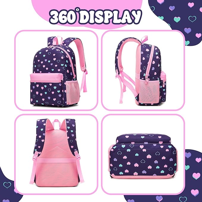 Backpack for Girls Backpack for School 8-10 Kids Backpacks with Lunch Box Schoolbag for Kids with Pencil Case