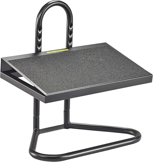 Safco Task Master Adjustable Footrest, 9 Position Textured Platform, Tubular Steel, for Home, Office & Classroom, Black