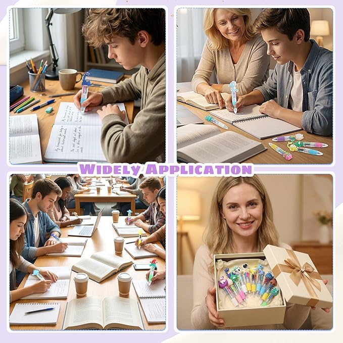 BESARME 32 Pcs Fun Pens, Multicolor Pens in One 4-in-1 Cute Pen Bulk Party Favors for Birthday Prizes Gifts for Kids Classroom