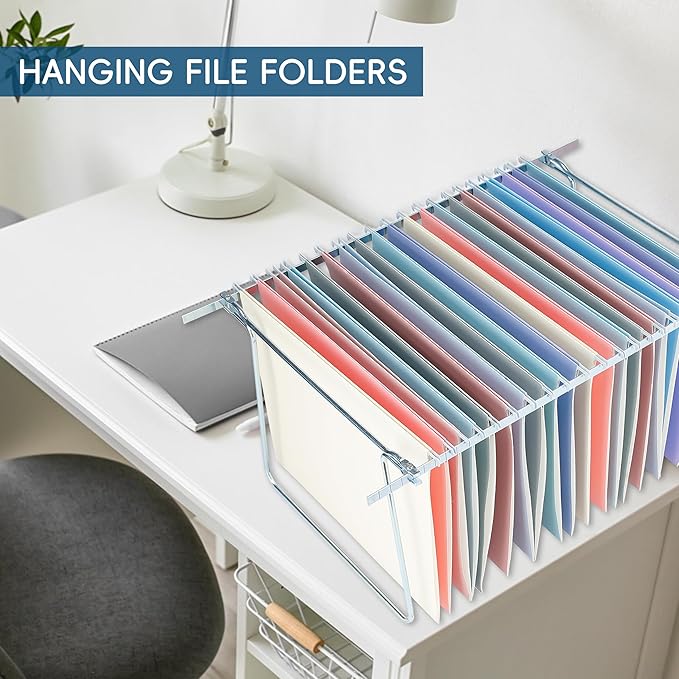 Hanging File Folders,Purple 25 Pack Letter Size File Folders with 1/5-cut Tabs,Office Essentials for Filing Cabinet & Desk Storage