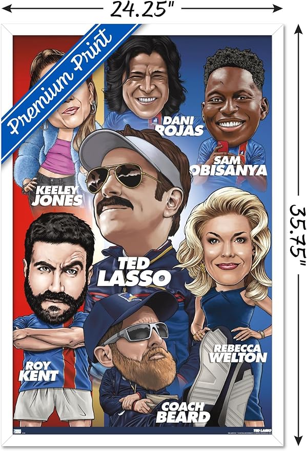 Ted Lasso - Character Grid Wall Poster, 34L" x 22.4W", White Framed Version
