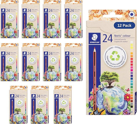 STAEDTLER Colored Pencils 12-Pack (12 sets of 24 pcs) for School Supplies - Break-Resistant Lead, Sustainably Made, Vibrant Colors for Artists & Students, 288 Count