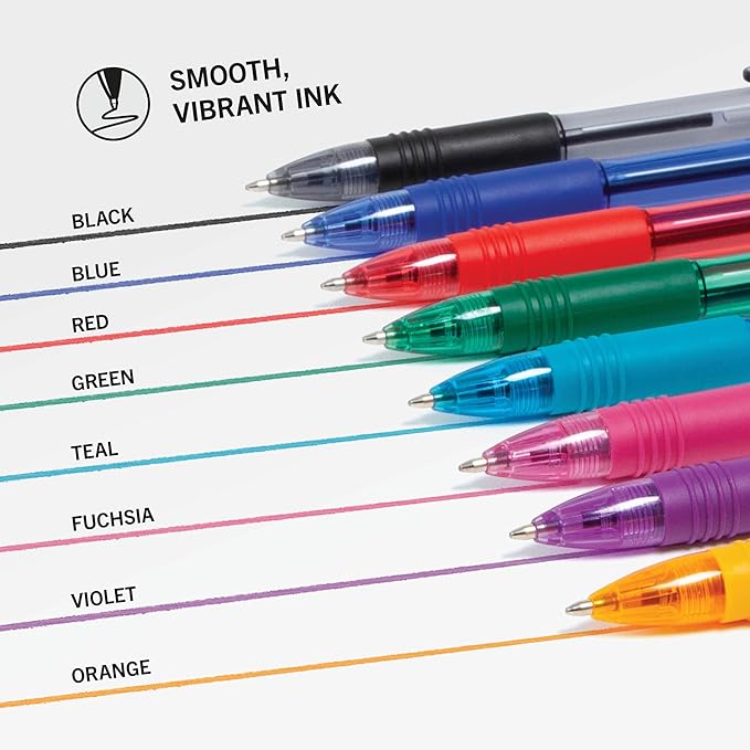 Zebra Pen Z-Grip Retractable Ballpoint Pen, Smooth-Flowing Assorted Fashion Colors, 1.0mm Medium Point, School & Office Supplies, Ideal for Note-Taking, Journal and Planner Use, 24-Pack (12223)