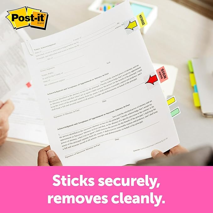 Post-it Flags, Sign Here, 200/High Volume Desk Grip Dispenser, 1 in Wide, Yellow (680-HVSH)