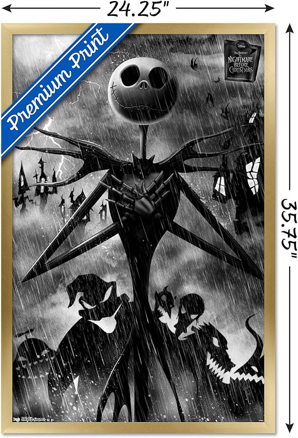 Trends International Disney Tim Burton's The Nightmare Before Christmas - Shadows Wall Poster, 34L x 22.4W, Gold Framed Version