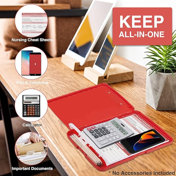 Sooez Clipboard with Storage, Clip Board 8.5 x 11 with Pen Holder, Plastic Organization Case Box for Letter Legal A4 Size Paper, Low Profile Clip, Nurses Teachers Must Haves, School & Office Supplies
