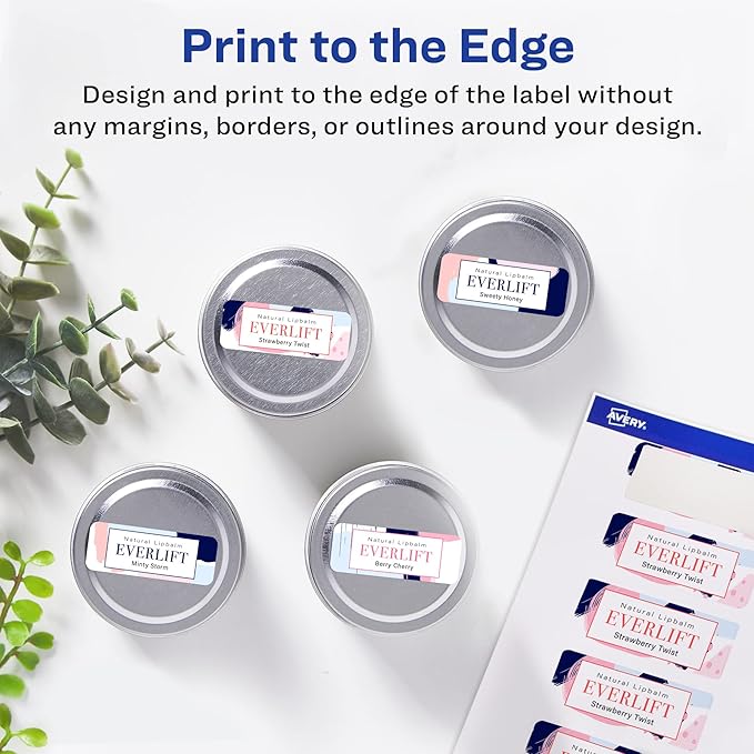 Avery Glossy White Rectangle Labels, Sure Feed Technology, 1" x 2", 240 Glossy White Labels, Print-to-The-Edge, Permanent Adhesive, Laser/Inkjet Printable