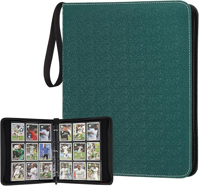 9 Pocket Card Binder, Premium Zip Trading Card Binder, 720 Double Sided Pocket PU Card Collection Binder, Collector Card Album, Card Folder for MTG, TCG, Sports Cards, Game Cards (Dark Green2)
