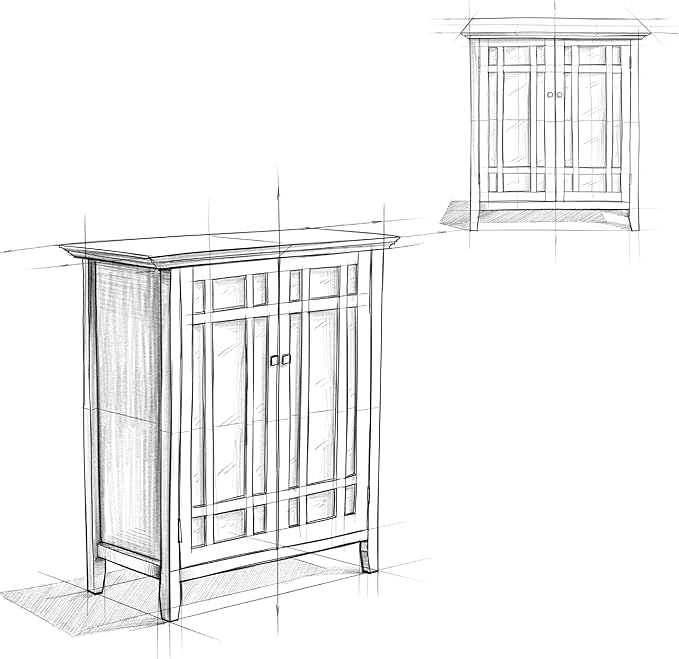 SIMPLIHOME Bedford Storage Cabinet - 39 inch Wide Solid Wood Medium Cabinet in Hickory Brown, Transitional Console for Living Room, Entryway, or Dining Room with Glass Doors and Adjustable Shelves