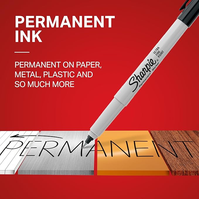 Sharpie Permanent Markers Ultra Fine Tip Markers Set Quick Drying And Fade Resistant Artist Marker For Wood Plastic Paper Metal And More Drawing Coloring And Poster Marker Black 12 Count