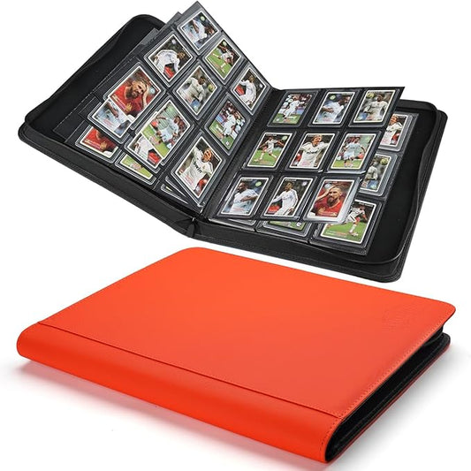 Toploader Binder,Toploader Hard Cases, 9-Pocket Pages Sleeves Hold up 288 Cards.Toploader Card Binder with Sleeves for “3×4” rigid，Card Holder(Hermes Orange)