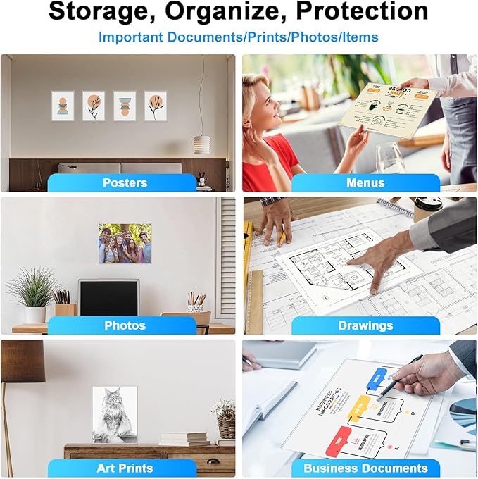 Ndsox 5 Pack 9" x 12" Rigid Print Protectors Clear Hard Plastic Sheet Protectors Top-Loading Photo Posters Sleeves Heavy Duty No-Hole Rigid Menu Holders for Artworks, Prints, Photographs, Documents