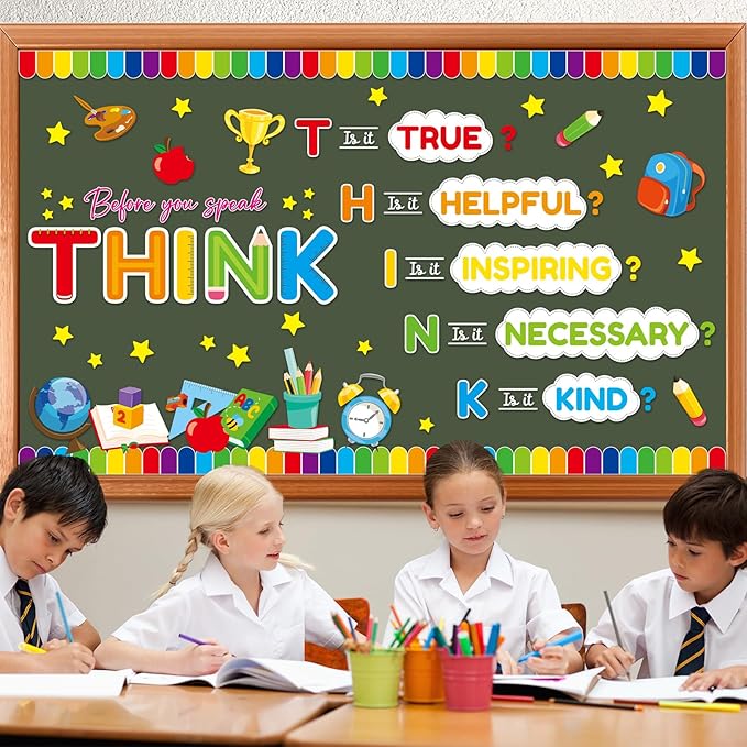 party greeting Growth Mindset Bulletin Board Set Think Before You Speak Classroom Decorations Positive Sayings Cutouts Back to School Bulletin Board Border for Kindergarten Preschool Supplies