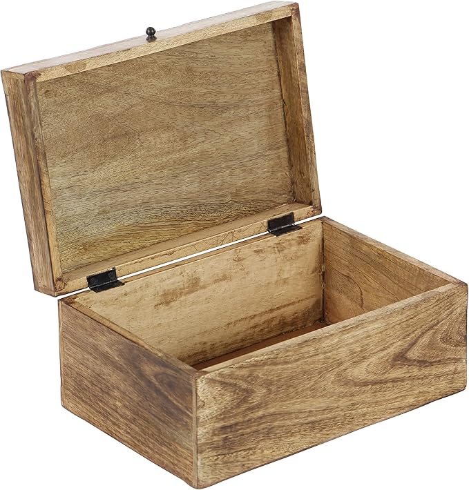 Deco 79 Mango Wood Floral Handmade Decorative Box Decorative Keepsake Boxes with Hinged Lid, Set of 3 Storage Boxes 8", 10", 12"W, Brown