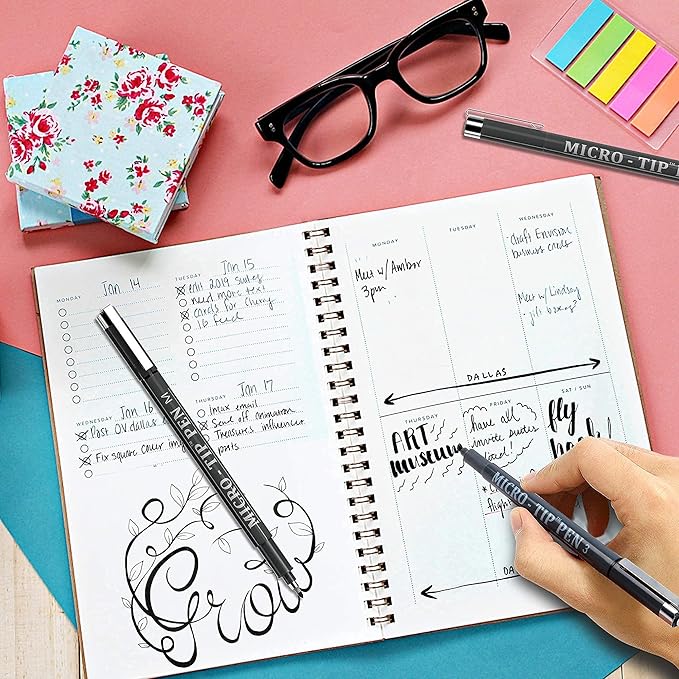 Vanstek 16 Pack Hand Lettering Pens, Calligraphy Pens Markers, Black Ink for Beginners Writing, Lettering, Journaling, Art Drawing, Signature, Illustrations and Office School Supplies