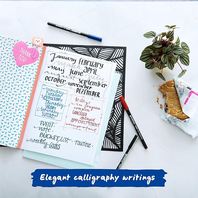 edding 1255 calligraphy pen - steelblue - 3 pens - calligraphy nib 2 - 5 mm - fibre pens for paper, wood, terracotta, canvas - hand lettering, bullet journals, thank you cards, calligraphy books