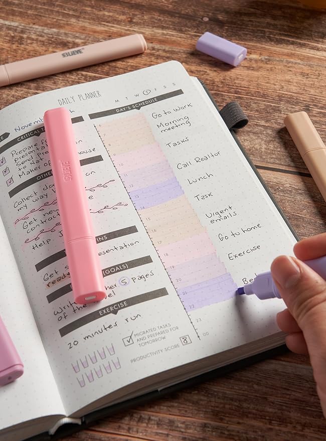 BLIEVE- Aesthetic Highlighters No Bleed Through Assorted Colors, Cute Highlighter For Journaling Office Supplies And Accessories, Bible Highlighters And Pens No Bleed Chisel Tip (MORANDI)