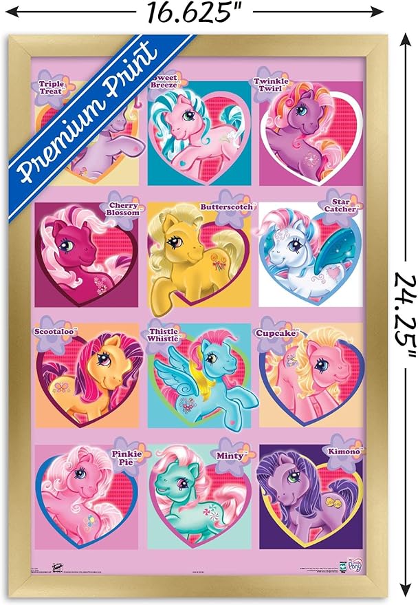 Trends International Hasbro My Little Pony - Chart Wall Poster, 14.725" x 22.375", Gold Framed Version