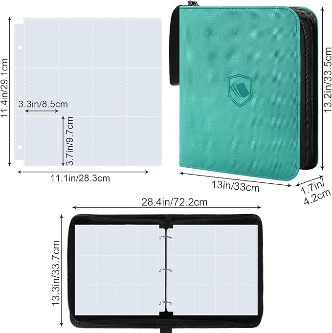 1200 Pockets Trading Card Binder, PU Cover Zipper Card Collection Album, Sturdy Card Folder Holder for MTG, TCG, Game Cards, Sports Cards