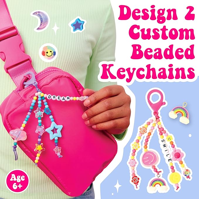Creativity for Kids Backpack Keychains Mini Kit | Make 2 Trendy Keychains with Beads & Charms | DIY Craft Kit for Kids | Great for Travel, Parties & Gifts | Easter Basket Stuffers (Ages 6+)