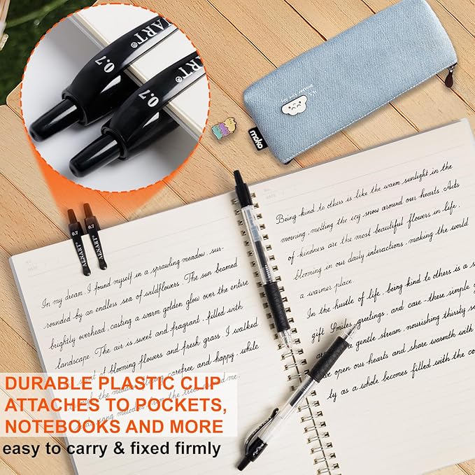 Aen Art Gel Pens, 30 Pack Black Gel Pen Fine Point, Retractable Gel Ink Rollerball Pens for Smooth Writing (0.7mm) Back to School Supplies