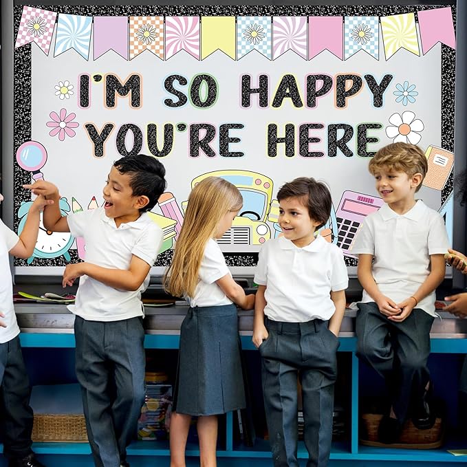 Back to School Bulletin Board Decorations Composition Notebook Classroom Bulletin Board Set Colorful Notebook Pencil Stationery Paper Cutouts for First Day of School Classroom Decor Supplies