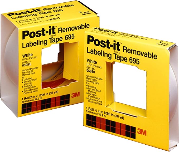 Post-it Labeling Tape 695, 2 Inches x 36 Yards, White, 2-PACK