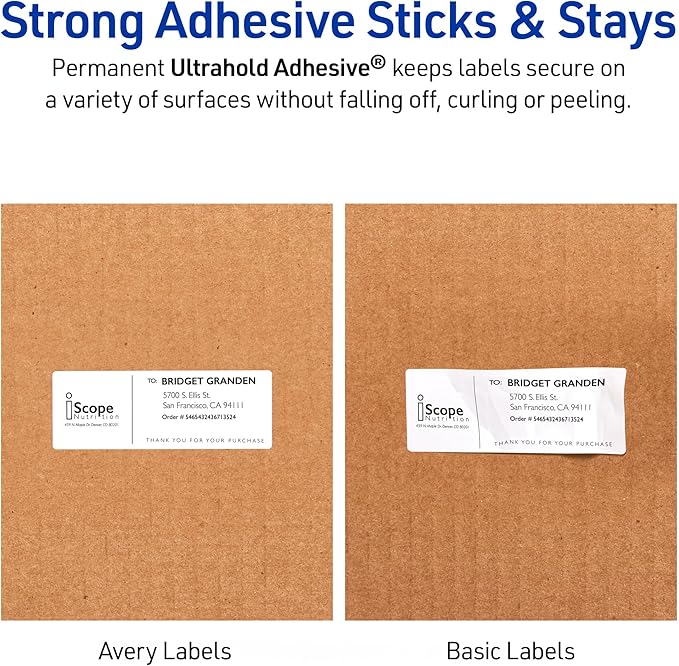Avery Waterproof Labels with UltraHold Permanent Adhesive, 2" x 4", 500 Labels for Laser Printers (5523)