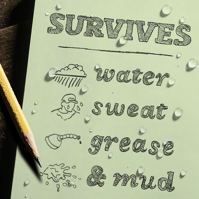 Rite in the Rain Weatherproof Soft Cover Notebook, 4.625" x 7.25", Green Cover, Universal Pattern (No. 974)