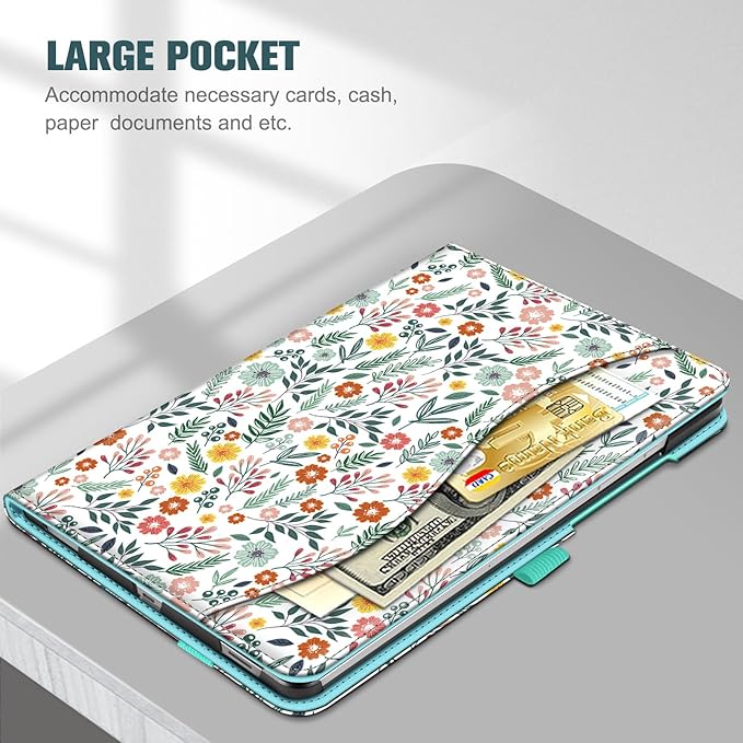 Fintie Case for Samsung Galaxy Tab S10 Lite/ S10 FE/ S9 FE 5G 10.9 Inch/Tab S9 11 Inch with S Pen Holder, Multi-Angle Viewing Protective Cover with Pocket, Auto Sleep/Wake, Spring Bloom